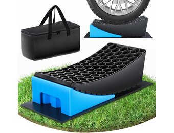 2 Blauwe Camperwiggen tot 5000 kg, Antislip, 32 x 15 cm