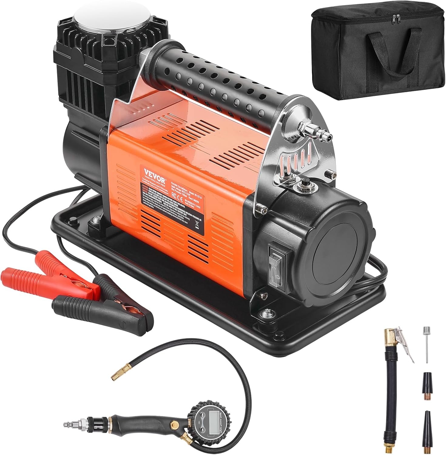 VEVOR 12V Heavy Duty Luchtcompressor - 150 PSI - 7.06 CFM - Oranje - Bandenpomp met Digitale Manometer