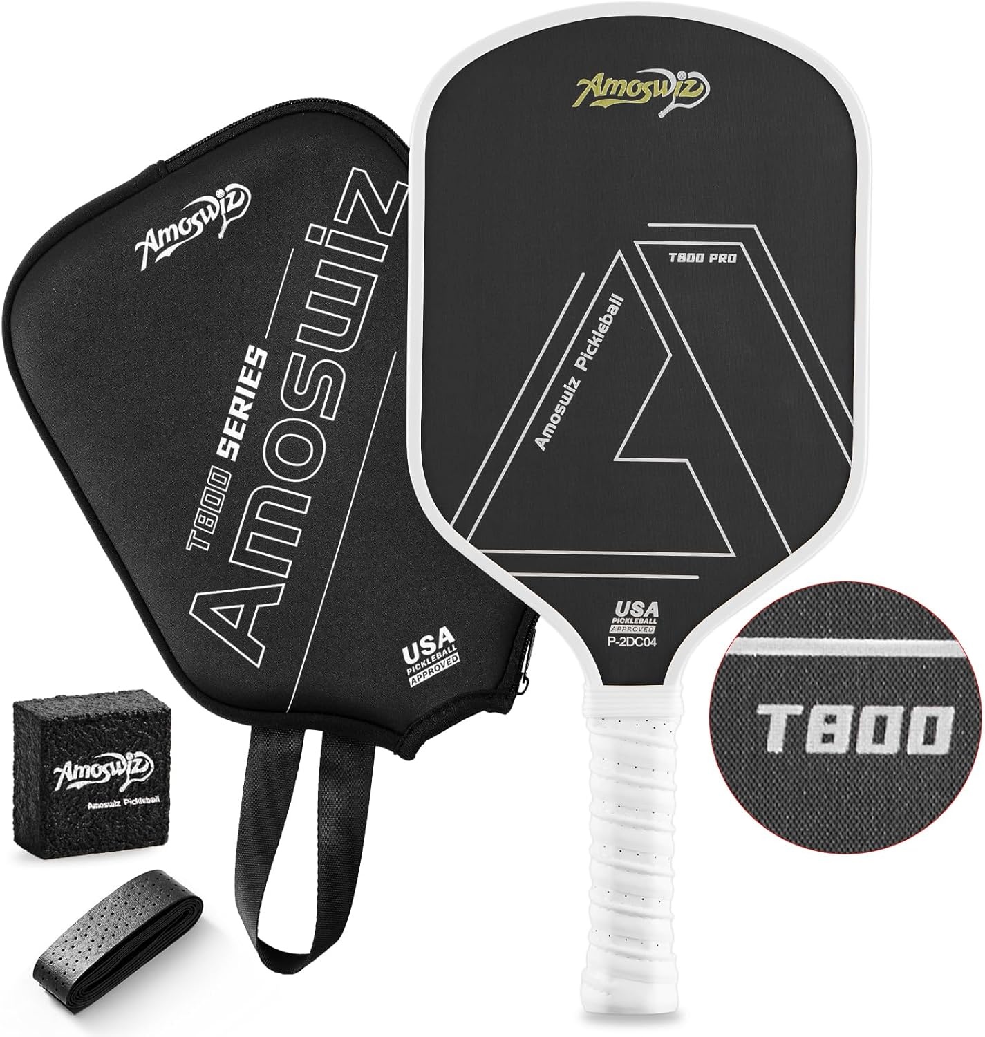 Amoswiz T800 Carbon Fiber Pickleball Paddle Zwart