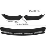 Universele zwarte bumperlip spoiler van ABS - 3 stuks
