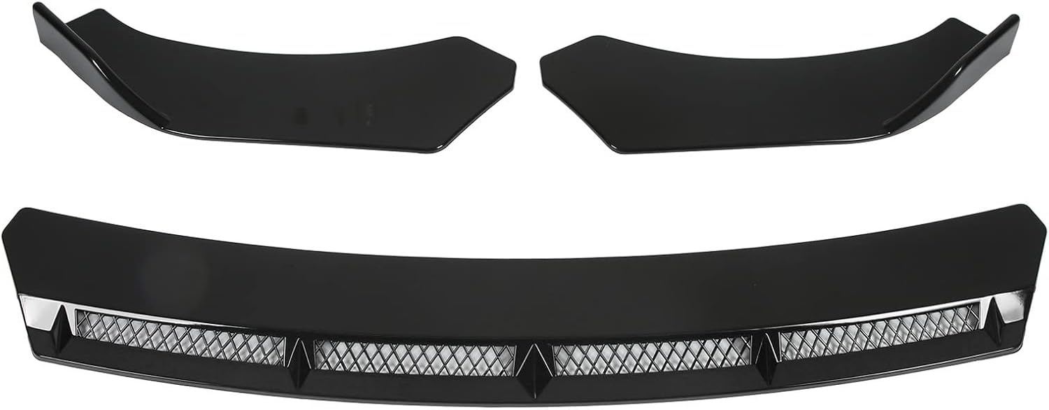 Universele zwarte bumperlip spoiler van ABS - 3 stuks