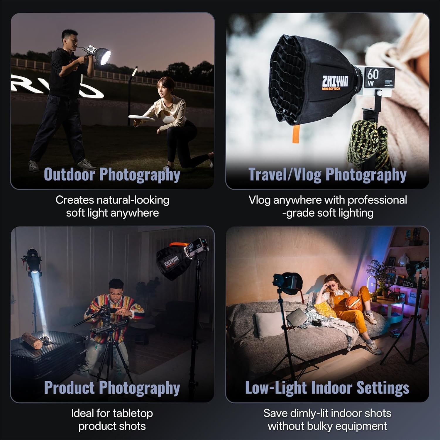 ZHIYUN Mini Softbox ZY Mount [Officieel] voor Molus X60/G60/X100, Cinepeer CX100 videolamp