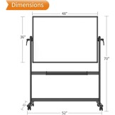VIZ-PRO Dubbelzijdig magnetisch mobiel whiteboard, 120 x 90 cm, zwart aluminium frame en standaard