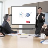 VIZ-PRO Dubbelzijdig magnetisch mobiel whiteboard, 120 x 90 cm, zwart aluminium frame en standaard