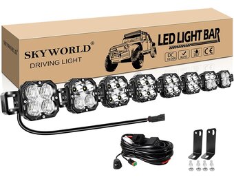 SKYWORLD Koppelbare LED Light Bar 240W met 12V DTP Kabelset - 6000K Wit