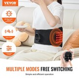 VEVOR Roodlicht therapie-riem voor taille en schouders 660 nm en 850 nm met timer, 80 leds vibratie 3 niveaus impuls 10 Hz, therapiekussen met rood licht, draadloos, voor pijnverlichting
