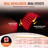 VEVOR Roodlicht therapie-riem voor taille en schouders 660 nm en 850 nm met timer, 80 leds vibratie 3 niveaus impuls 10 Hz, therapiekussen met rood licht, draadloos, voor pijnverlichting
