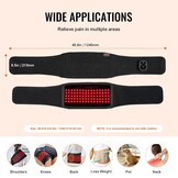 VEVOR Roodlicht therapie-riem voor taille en schouders 660 nm en 850 nm met timer, 80 leds vibratie 3 niveaus impuls 10 Hz, therapiekussen met rood licht, draadloos, voor pijnverlichting