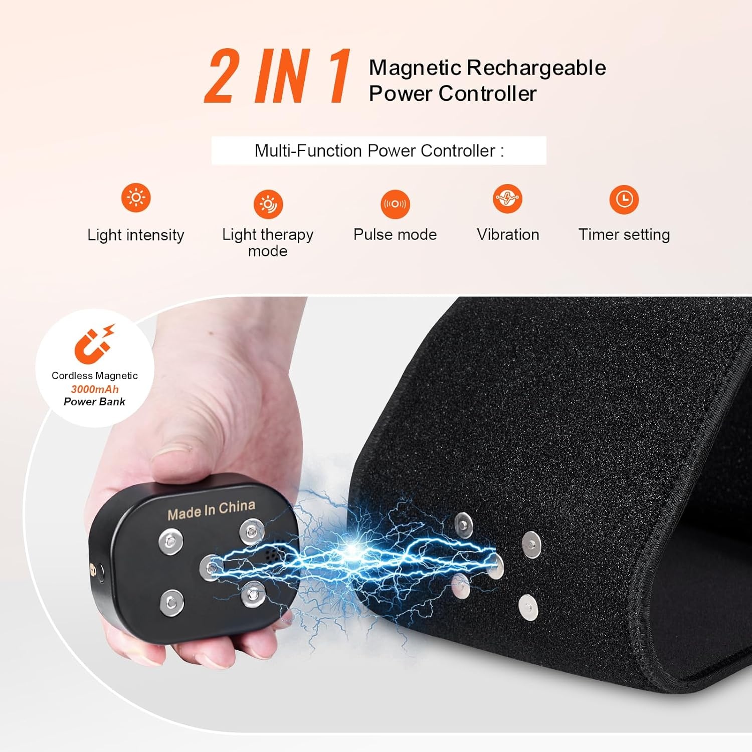 VEVOR Roodlicht therapie-riem voor taille en schouders 660 nm en 850 nm met timer, 80 leds vibratie 3 niveaus impuls 10 Hz, therapiekussen met rood licht, draadloos, voor pijnverlichting