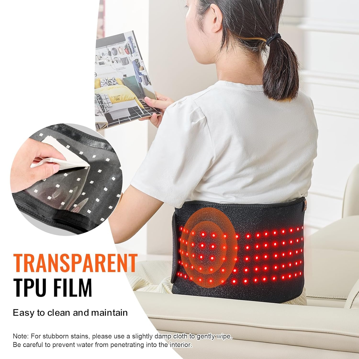 VEVOR Roodlicht therapie-riem voor taille en schouders 660 nm en 850 nm met timer, 80 leds vibratie 3 niveaus impuls 10 Hz, therapiekussen met rood licht, draadloos, voor pijnverlichting