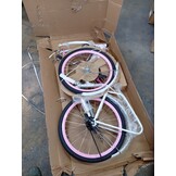 Meisjesfiets 24 inch - wit met roze - 1 versnelling