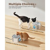 Roestvrijstalen kattenfontein, automatische kattendrinkbak, 2,2 l, waterfontein voor katten, zeer stil, waterdispenser voor katten en honden, met 6 filters + 3 sponzen