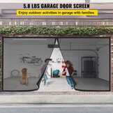 VEVOR Garagedeurscherm, 5,5 x 2,1 m voor 2 auto's, 2,6 kg zwaar glasvezelgaas voor snelle instap met zelfsluitende magneet en verzwaarde bodem, kinder-/huisdiervriendelijk, eenvoudig te installeren en