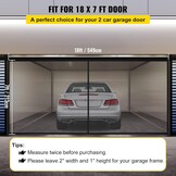 VEVOR Garagedeurscherm, 5,5 x 2,1 m voor 2 auto's, 2,6 kg zwaar glasvezelgaas voor snelle instap met zelfsluitende magneet en verzwaarde bodem, kinder-/huisdiervriendelijk, eenvoudig te installeren en