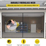 VEVOR Garagedeurscherm, 5,5 x 2,1 m voor 2 auto's, 2,6 kg zwaar glasvezelgaas voor snelle instap met zelfsluitende magneet en verzwaarde bodem, kinder-/huisdiervriendelijk, eenvoudig te installeren en