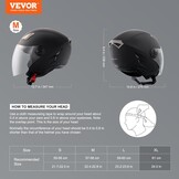 VEVOR Motorcycle Helmet, 3/4-Face, Smart Street ABS & High Density Helmet with Bluetooth Slot & Interchangeable Lens, DOT Approved Comfortable Motocross Helmet, Fit for Youth & Adults
