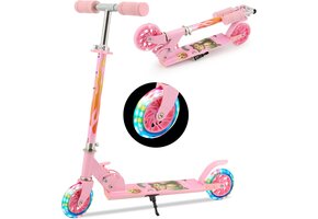 Roze Kinderstep 3-10 jaar | Inklapbaar | LED-wielen | 28% Korting