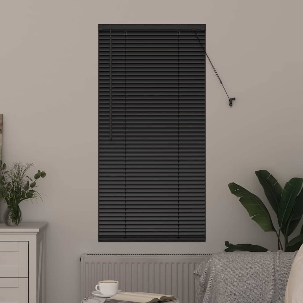 vidaXL Raamblind met gordijnen Zwart Aluminium