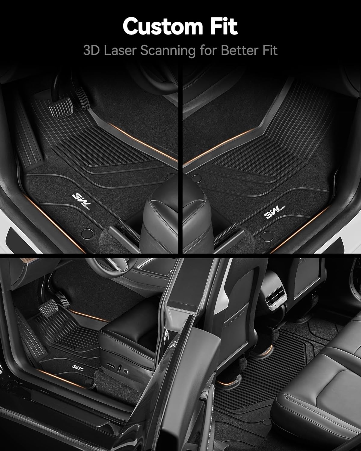 3W Vloermatten voor Tesla Model Y 2020-2024, Set van 9 Stuks, Premium TPE Automatten en Kofferbakmatten voor Alle Seizoenen, Antislip en Waterdicht, Accessoires voor Model Tesla