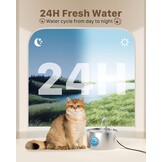 Roestvrijstalen kattenfontein, automatische kattendrinkbak, 2,2 l, waterfontein voor katten, zeer stil, waterdispenser voor katten en honden, met 6 filters + 3 sponzen