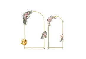 Gouden Bruiloftsboog Set 2-delig | Decoratieve Achtergrond | 220 & 180 cm | Metaal | 33% Korting