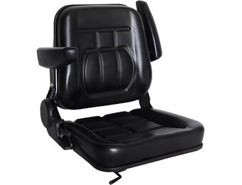 Universele waterdichte tractorstoel, 30-180 graden verstelbare sleepstoel, bestuurdersstoel met armleuning, zwart PU-leer, vorkheftruck voor de meeste mechanische stoelen (armleuningen)