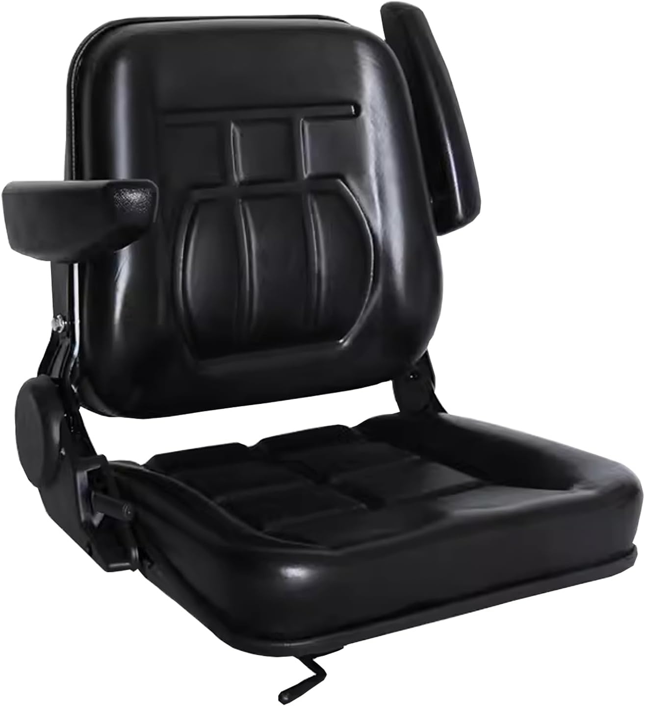 Universele waterdichte tractorstoel, 30-180 graden verstelbare sleepstoel, bestuurdersstoel met armleuning, zwart PU-leer, vorkheftruck voor de meeste mechanische stoelen (armleuningen)