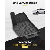 3W Set 4 Vloermatten voor Tesla Model Y Juniper 2025 2026 en kofferbakmat, Met Hondvriendelijke Functie, Thorex™-Vloermatten voor Alle Weersomstandigheden, Antislip en Waterdicht, Auto-Accessoires - Maat 1)Model Y Juniper|25|Set 4 Matten