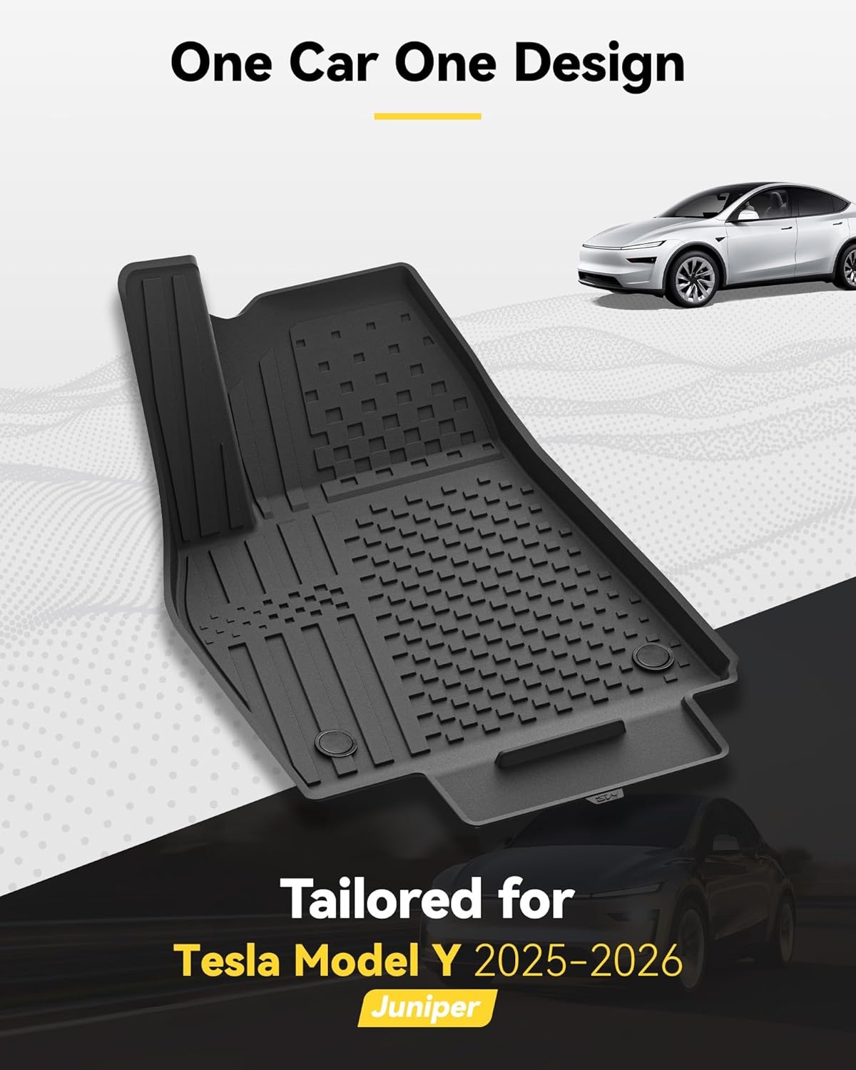 3W Set 4 Vloermatten voor Tesla Model Y Juniper 2025 2026 en kofferbakmat, Met Hondvriendelijke Functie, Thorex™-Vloermatten voor Alle Weersomstandigheden, Antislip en Waterdicht, Auto-Accessoires - Maat 1)Model Y Juniper|25|Set 4 Matten