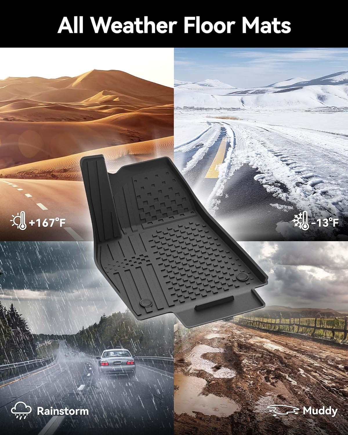3W Set 4 Vloermatten voor Tesla Model Y Juniper 2025 2026 en kofferbakmat, Met Hondvriendelijke Functie, Thorex™-Vloermatten voor Alle Weersomstandigheden, Antislip en Waterdicht, Auto-Accessoires - Maat 1)Model Y Juniper|25|Set 4 Matten