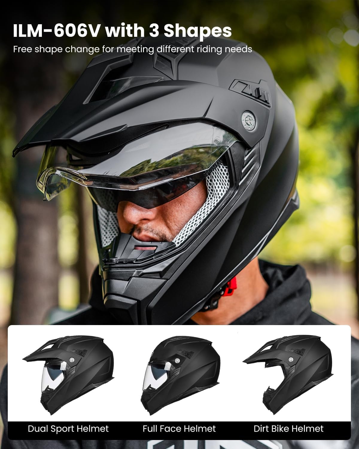 ILM Motorhelm Heren Dames Motorcross Helm Motorfiets Volgelaatshelm ATV Dirt Bike ECE Model-606V - Maat M