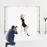 VEVOR Achtergrondstandaard 213 x 300 cm, verstelbare fotoachtergrond, koolstofstaal, draagbaar, mobiel met wieltjes, voor projectiescherm, bruiloft, studio, fotografie, tentoonstelling