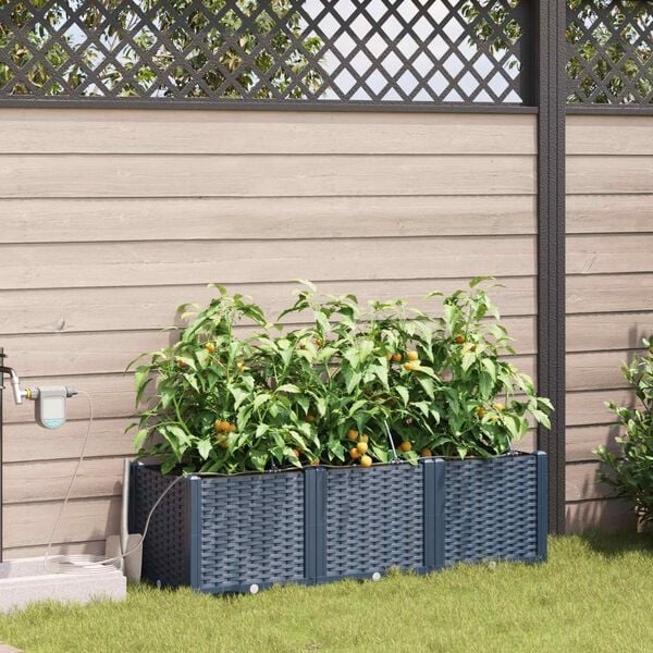 vidaXL Tuinplantbakken Grijs 120 x 40 x 37.5 cm Staal