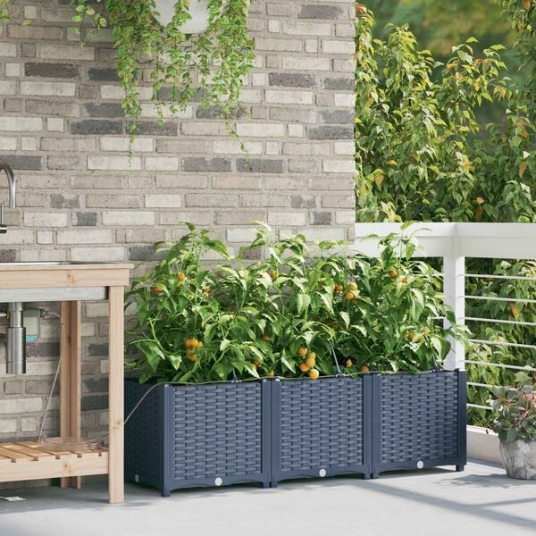 vidaXL Tuinplantbakken Grijs 120 x 40 x 37.5 cm Staal