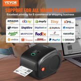 VEVOR Bluetooth label printer, HD (300DPI) DHL label printer, automatic label recognition, supports Windows/MacOS/Linux/Chromebook, suitable for Amazon, Ebay, Etsy, etc