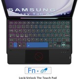 Hoes voor Galaxy Tab A9+, met toetsenbord, doe-het-zelf, 3-zones, 7-kleurige verlichting, afneembaar trackpad, tabletcover, Duits QWERTZ-lay-out, toetsenbord met penhouder voor Samsung Galaxy Tab A9