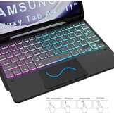 Hoes voor Galaxy Tab A9+, met toetsenbord, doe-het-zelf, 3-zones, 7-kleurige verlichting, afneembaar trackpad, tabletcover, Duits QWERTZ-lay-out, toetsenbord met penhouder voor Samsung Galaxy Tab A9