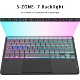 Hoes voor Galaxy Tab A9+, met toetsenbord, doe-het-zelf, 3-zones, 7-kleurige verlichting, afneembaar trackpad, tabletcover, Duits QWERTZ-lay-out, toetsenbord met penhouder voor Samsung Galaxy Tab A9