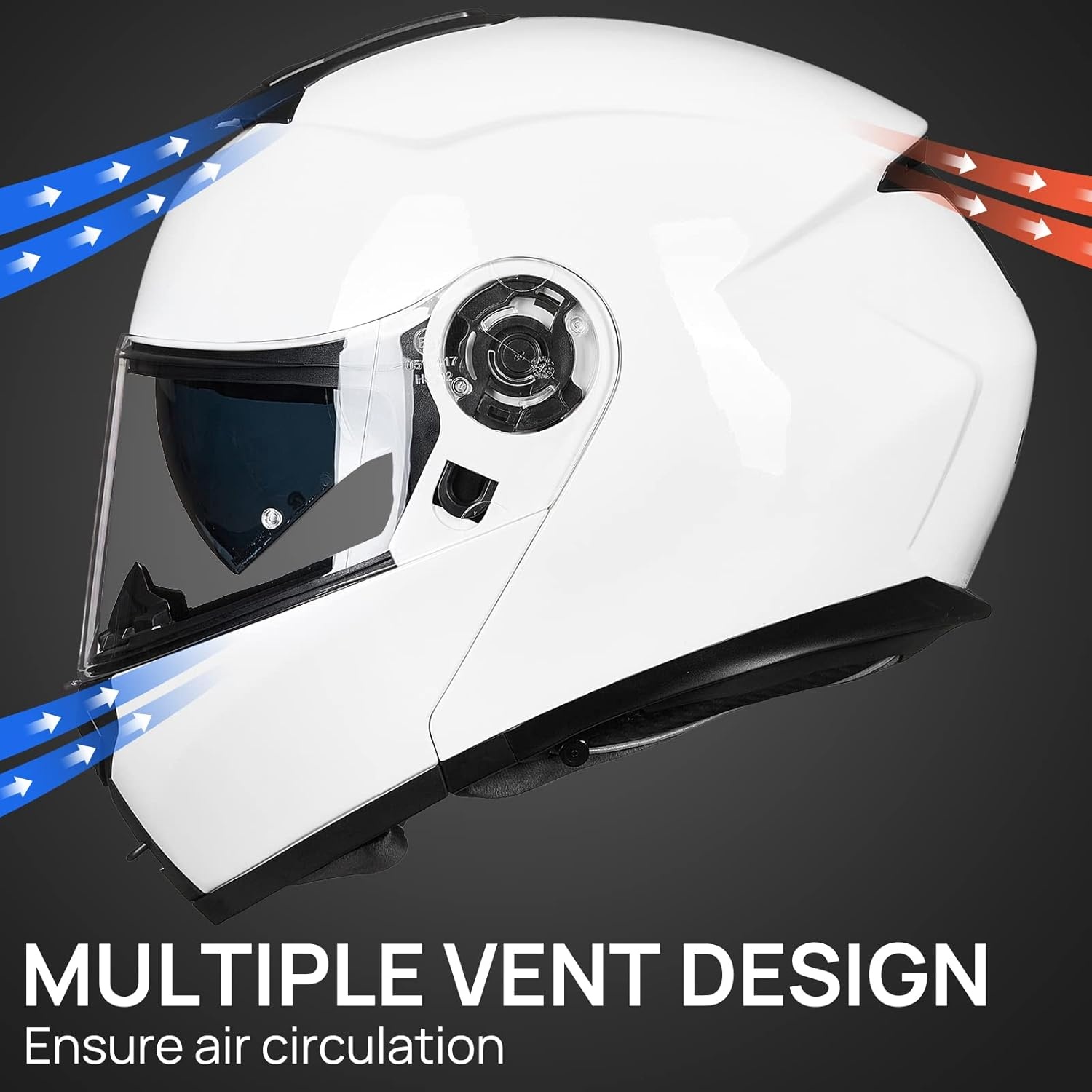 ILM Modulaire Integraalhelm 159 Witt voor Volwassenen, Maat L, met Dubbel Vizier en DOT Keurmerk