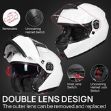 ILM Modulaire Integraalhelm 159 Witt voor Volwassenen, Maat L, met Dubbel Vizier en DOT Keurmerk