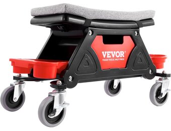 VEVOR Werkplaatskruk, rolkruk, 640 x 335 x 390 mm, 136 kg belastbaar, werkplaats, rolstoel, montagekruk, garagekruk, werkkruk, stoelzitting incl. opbergdoos en pallets, mobiel