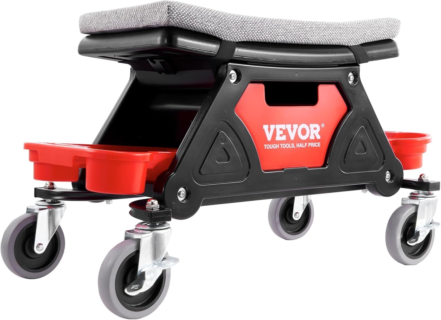 VEVOR Werkplaatskruk, rolkruk, 640 x 335 x 390 mm, 136 kg belastbaar, werkplaats, rolstoel, montagekruk, garagekruk, werkkruk, stoelzitting incl. opbergdoos en pallets, mobiel