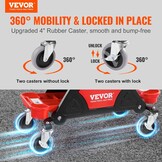 VEVOR Werkplaatskruk, rolkruk, 640 x 335 x 390 mm, 136 kg belastbaar, werkplaats, rolstoel, montagekruk, garagekruk, werkkruk, stoelzitting incl. opbergdoos en pallets, mobiel