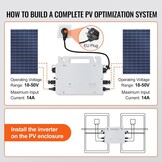 VEVOR Micro Solar netomvormer, 800 W, IP67, aluminiumlegering, DC18-50V, bedrijfsspanning met netsnoer, antenne, wifi-app, voor zonnepaneelsystemen