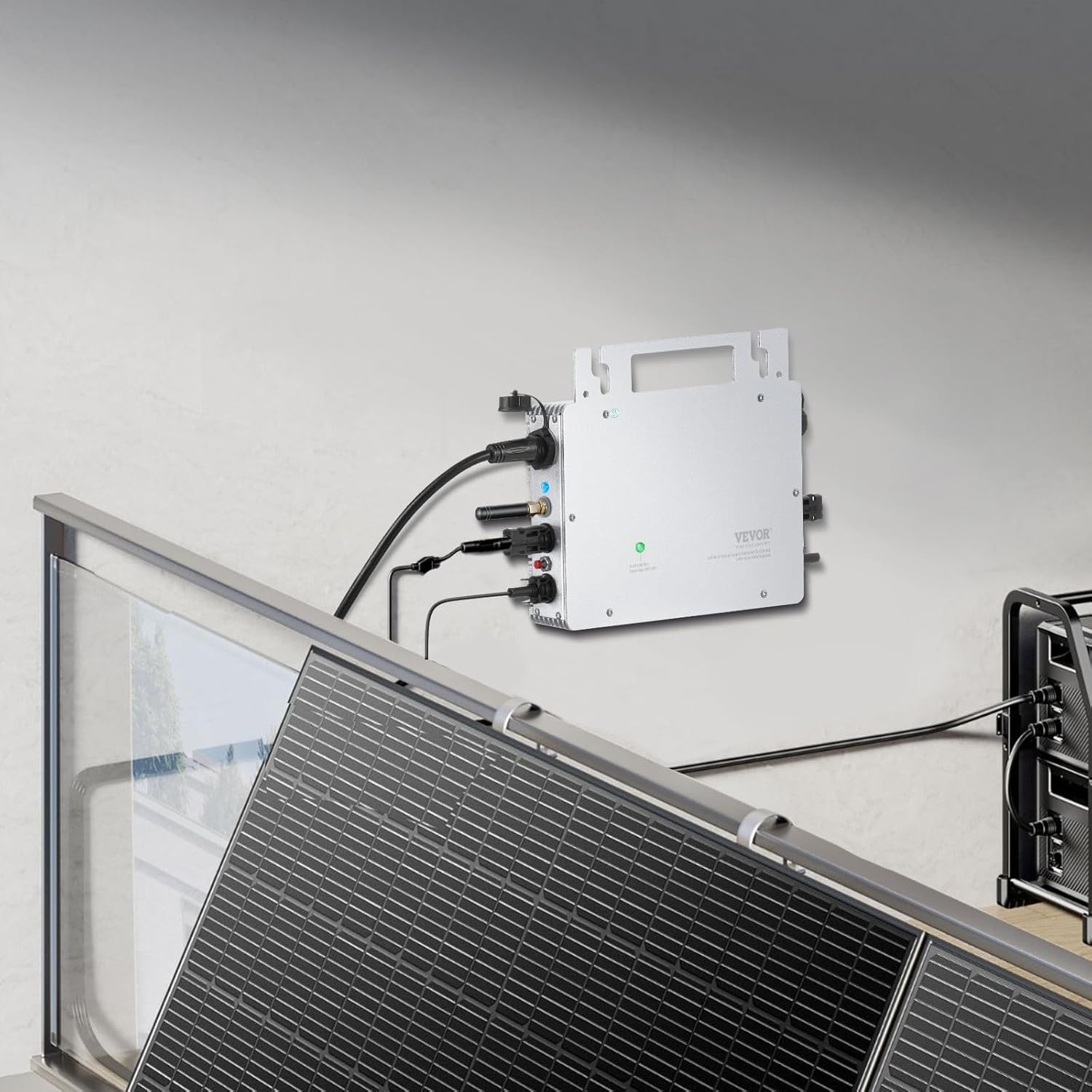 VEVOR Micro Solar netomvormer, 800 W, IP67, aluminiumlegering, DC18-50V, bedrijfsspanning met netsnoer, antenne, wifi-app, voor zonnepaneelsystemen