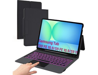 ROOFEI Toetsenbordhoes voor Galaxy Tab S9 FE 10,9 inch/S9 11 inch: 7-kleurige verlichting Duits QWERTZ-lay-out toetsenbord met touchpad | Tab S9 2023 draadloos toetsenbord beschermhoes met S Pen