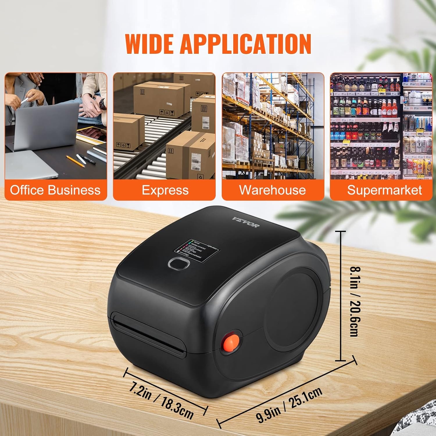 VEVOR Bluetooth label printer, HD (300DPI) DHL label printer, automatic label recognition, supports Windows/MacOS/Linux/Chromebook, suitable for Amazon, Ebay, Etsy, etc