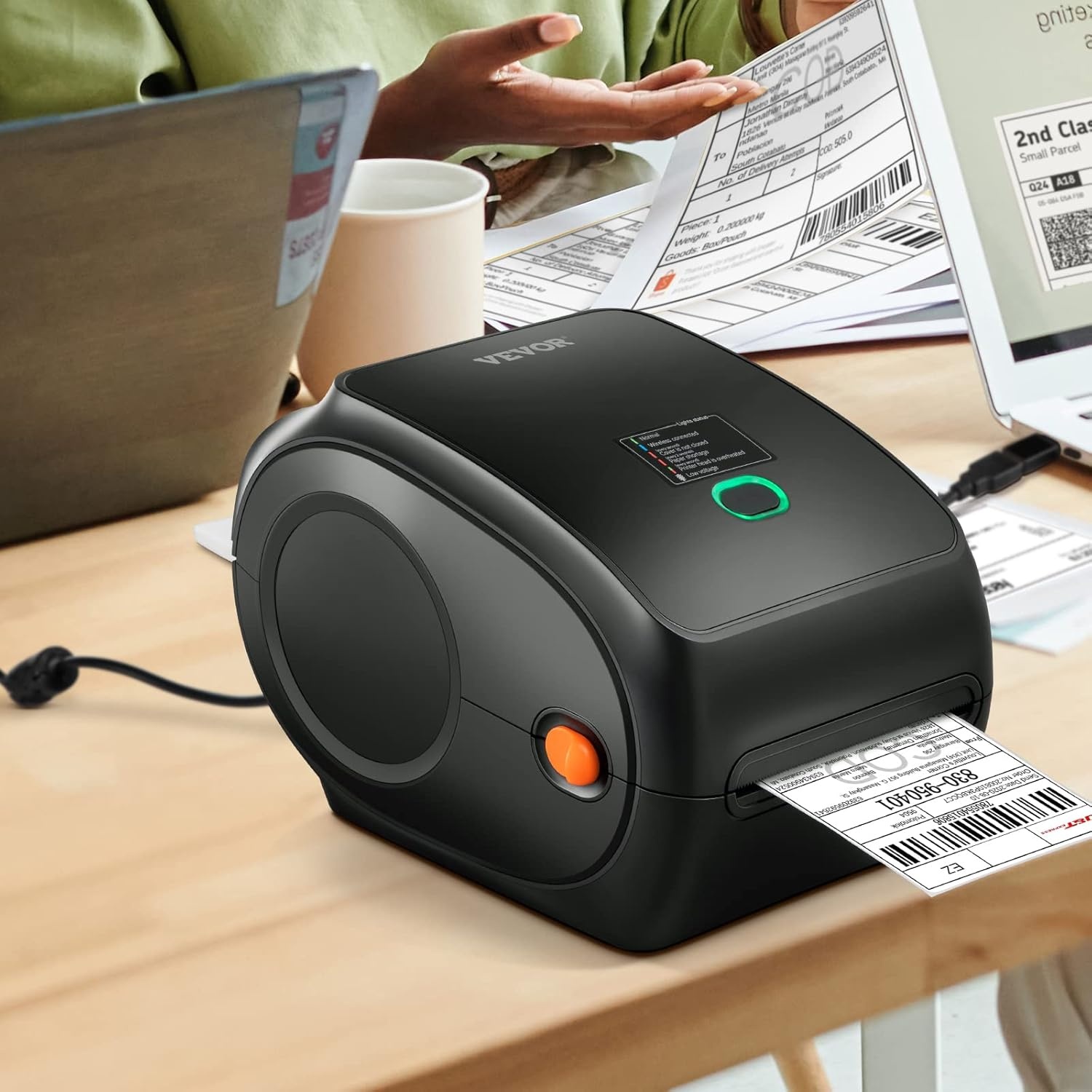 VEVOR Bluetooth label printer, HD (300DPI) DHL label printer, automatic label recognition, supports Windows/MacOS/Linux/Chromebook, suitable for Amazon, Ebay, Etsy, etc