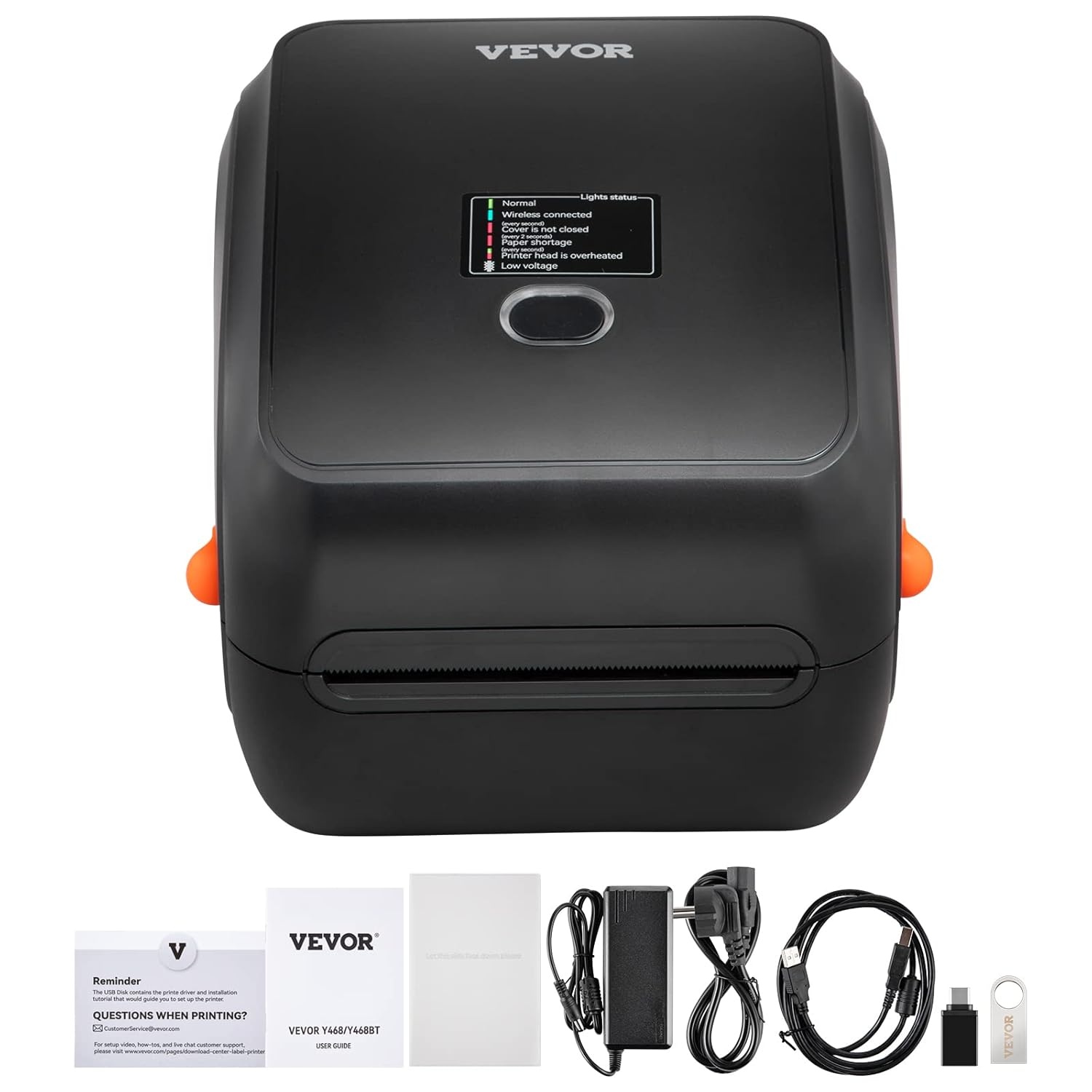 VEVOR Bluetooth label printer, HD (300DPI) DHL label printer, automatic label recognition, supports Windows/MacOS/Linux/Chromebook, suitable for Amazon, Ebay, Etsy, etc