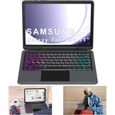 Hoes met QWERTZ Toetsenbord voor Samsung Galaxy Tab A9 Plus 11 Inch met Trackpad en Verstelbare Kickstand - Grijs